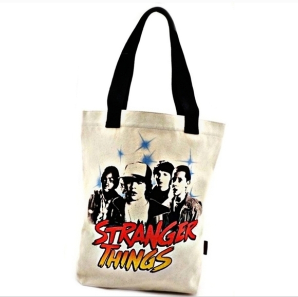 Loungefly Stranger Things Characters Inspired Strong Canvas Tote Bag Large - Picture 1 of 4